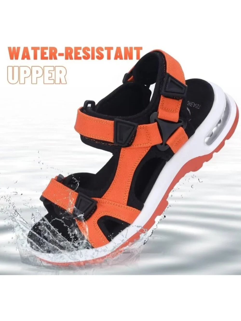 Men's Orange Athletic Sandals Open Toe Hiking Outdoor Non-slip Sandals Casual